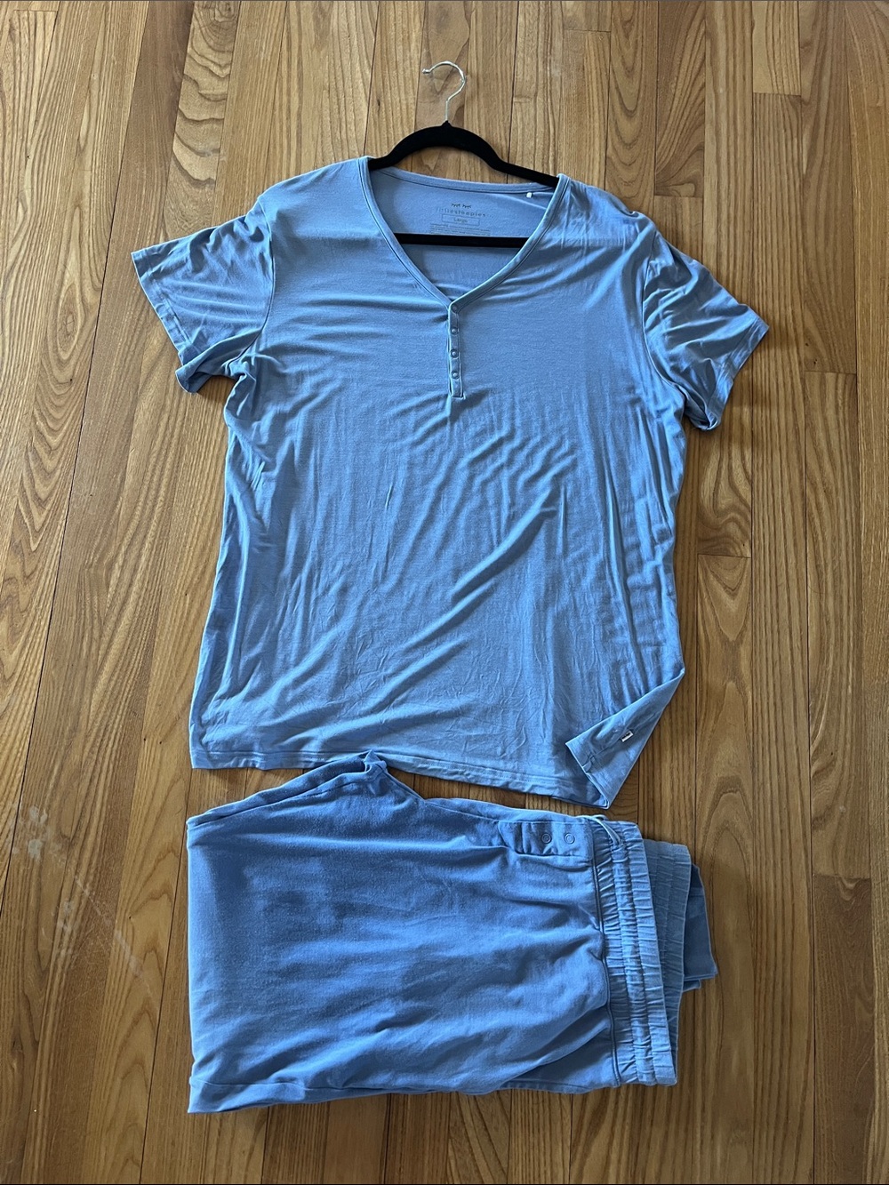 Little Sleepies Women's Short-Sleeve Henley Pajama Set in periwinkle size L